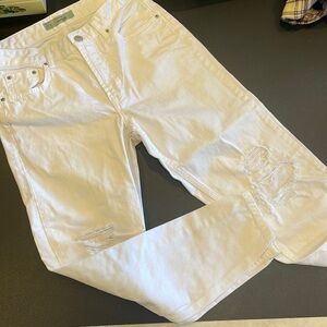 Topshop white ripped jeans Hayden style waist 25